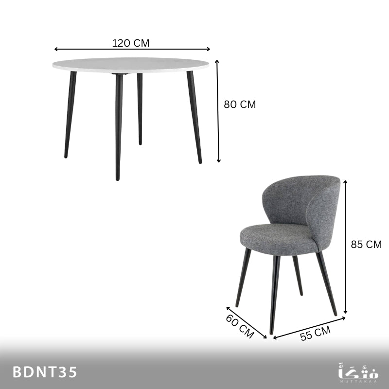 Round dining set for 4 people - Steel - BDNT35