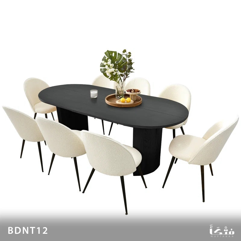 8-Person Dining Set Made of Natural Wood - BDNT12