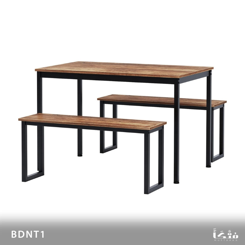Steel dining set for 4 people, steel and melamine - BDNT1