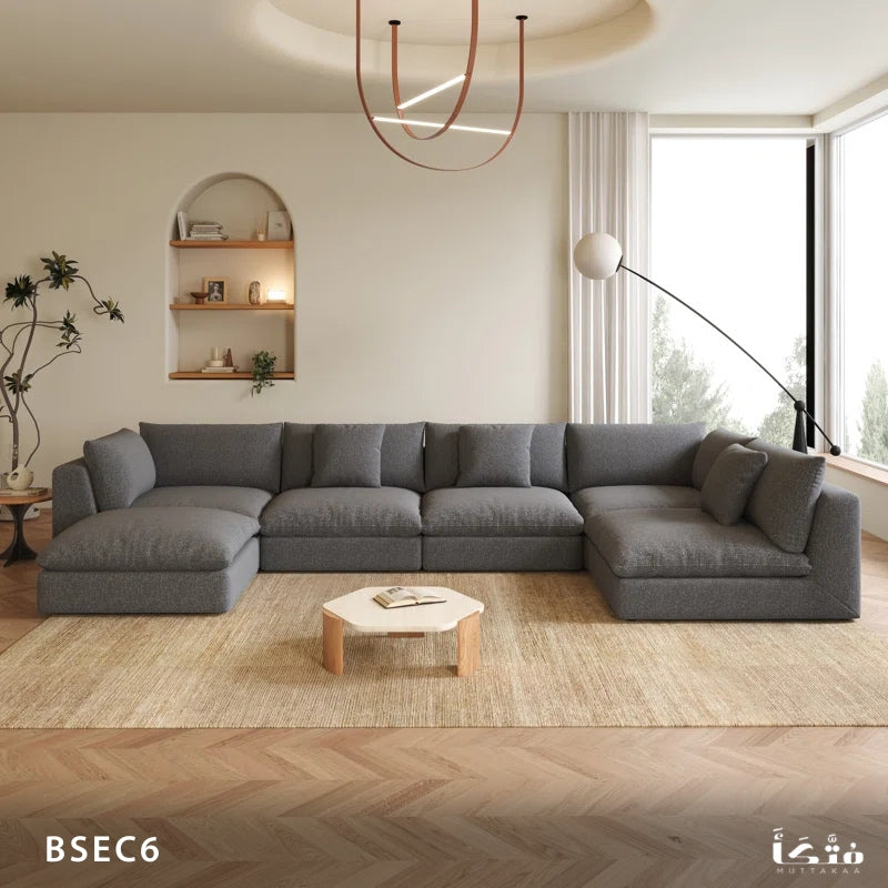 Corner seating for 6 people, natural wood - BSEC6