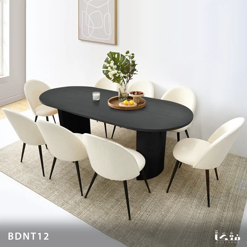 8-Person Dining Set Made of Natural Wood - BDNT12