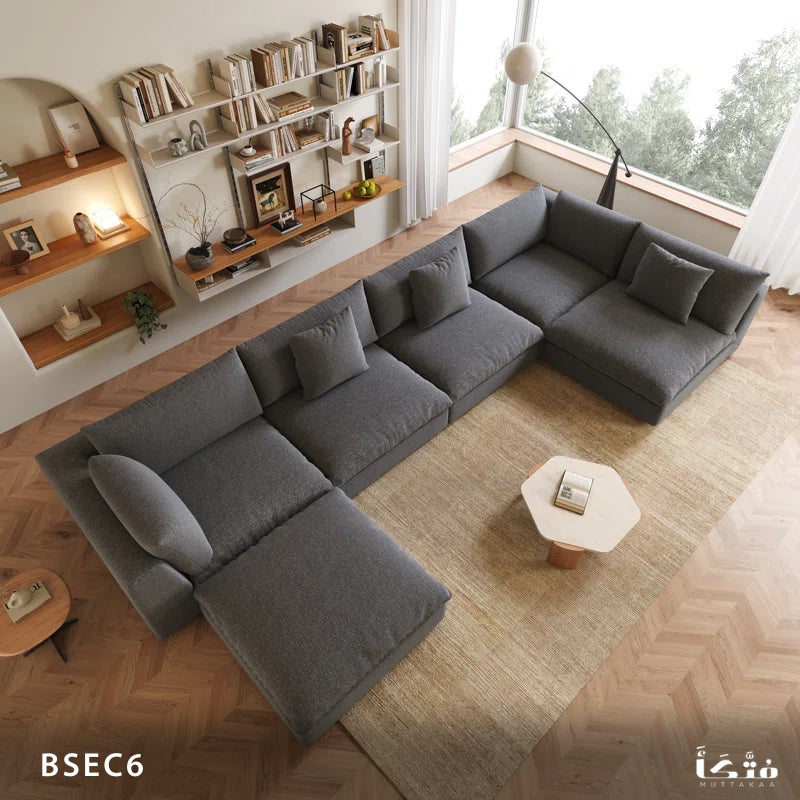 Corner seating for 6 people, natural wood - BSEC6