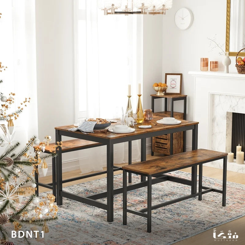 Steel dining set for 4 people, steel and melamine - BDNT1