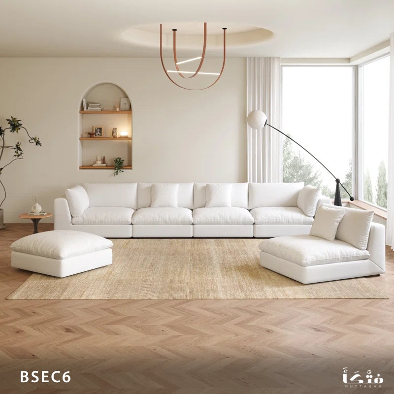 Corner seating for 6 people, natural wood - BSEC6