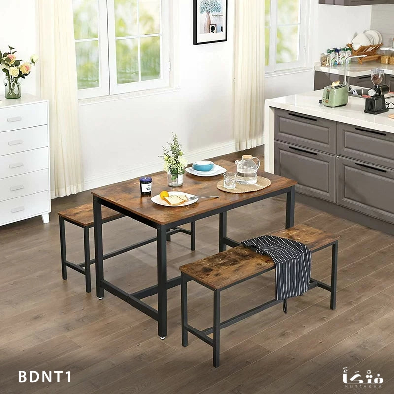 Steel dining set for 4 people, steel and melamine - BDNT1