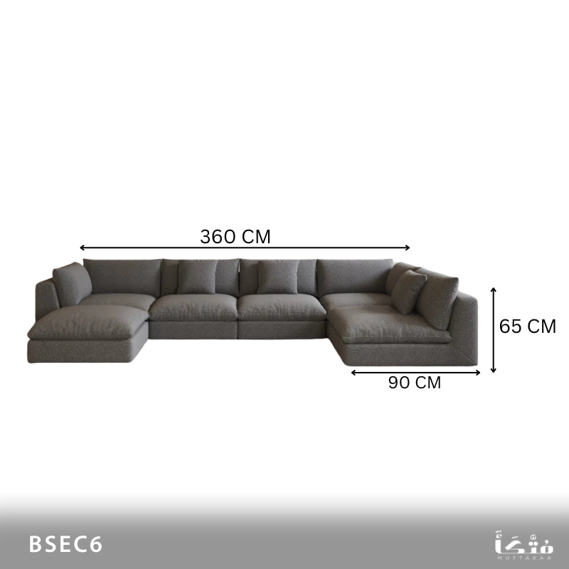Corner seating for 6 people, natural wood - BSEC6