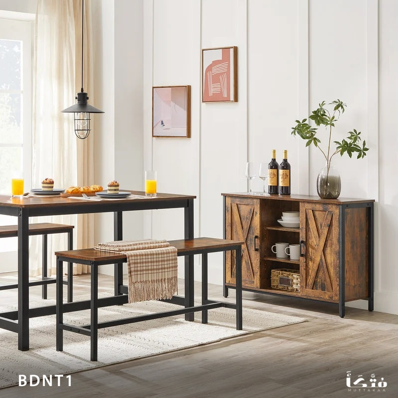 Steel dining set for 4 people, steel and melamine - BDNT1