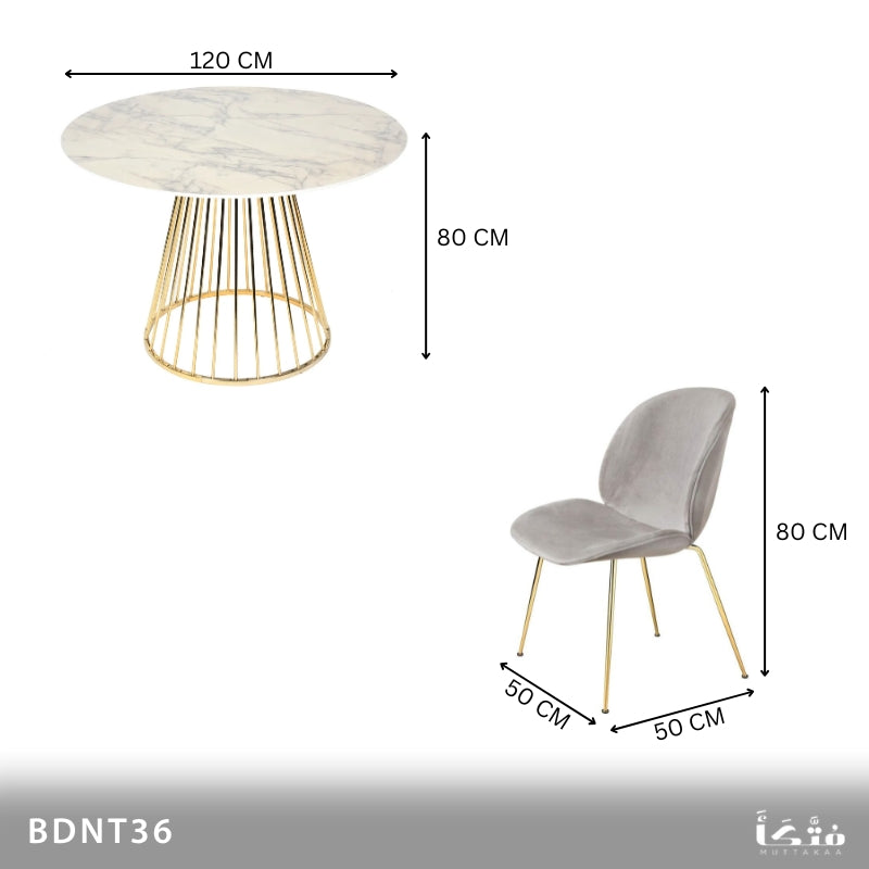 Round dining set for 4 people - Steel - BDNT36