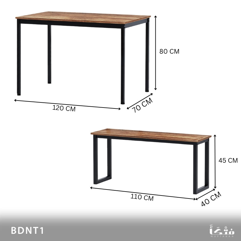 Steel dining set for 4 people, steel and melamine - BDNT1