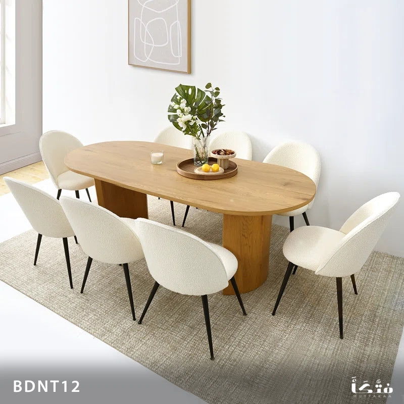 8-Person Dining Set Made of Natural Wood - BDNT12