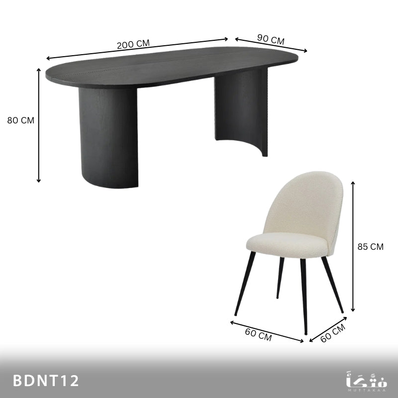 8-Person Dining Set Made of Natural Wood - BDNT12