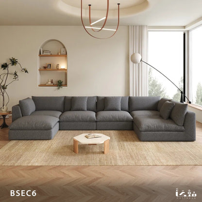 Corner seating for 6 people, natural wood - BSEC6