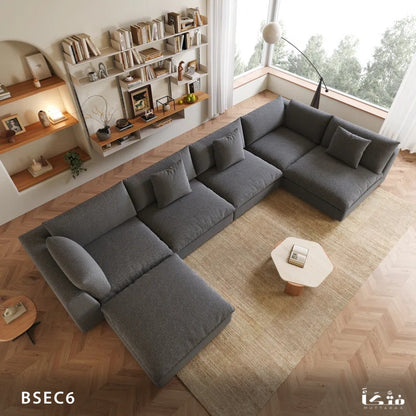 Corner seating for 6 people, natural wood - BSEC6